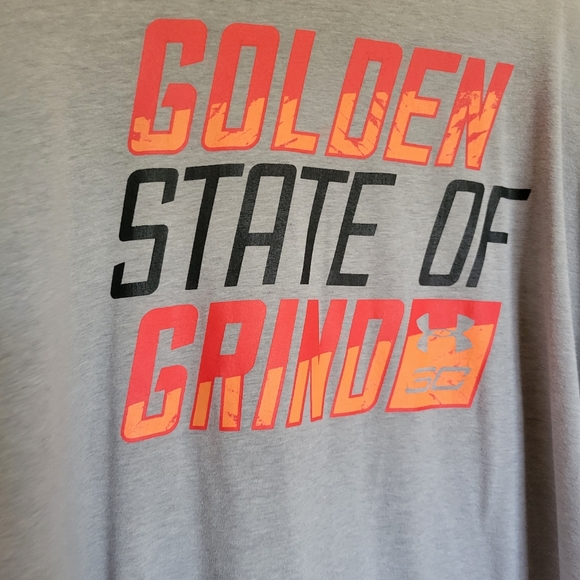 Mens Under armour gray graphic tee Size large with orange and black letters - Picture 4 of 5